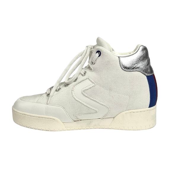 Stella McCartney White Vegan Leather Canvas High Top Trainers Sneakers Shoes 36 - Picture 1 of 5